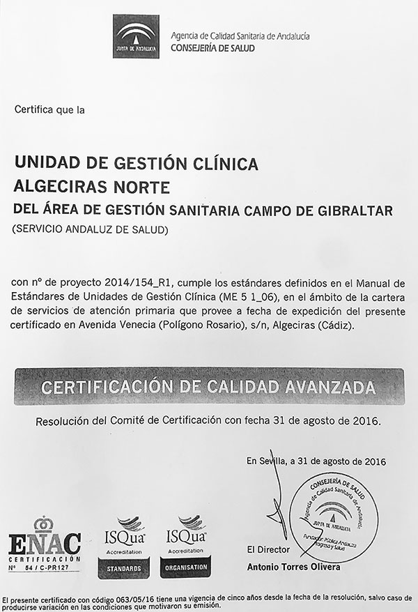 Certificacion ACSA - UGC Algeciras Norte